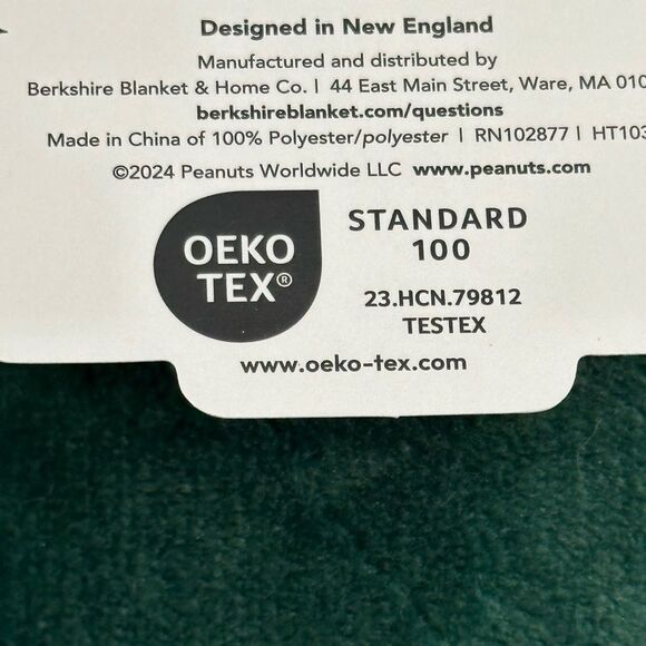 NWT-Peanuts Green 60x70” Velvet Loft Throw Blanket by Berkshire Blanket & Home - Picture 5 of 7